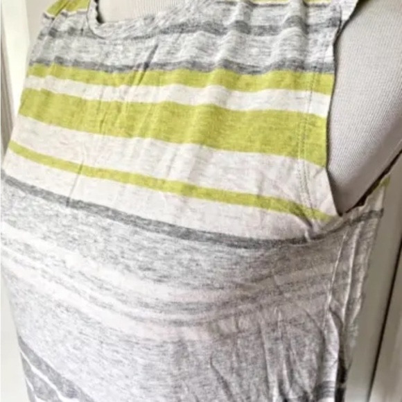 Womens Athleta Sz Small Tank Top Scoop Neck Sleeveless White Stripe Gray Breezy - Picture 3 of 6